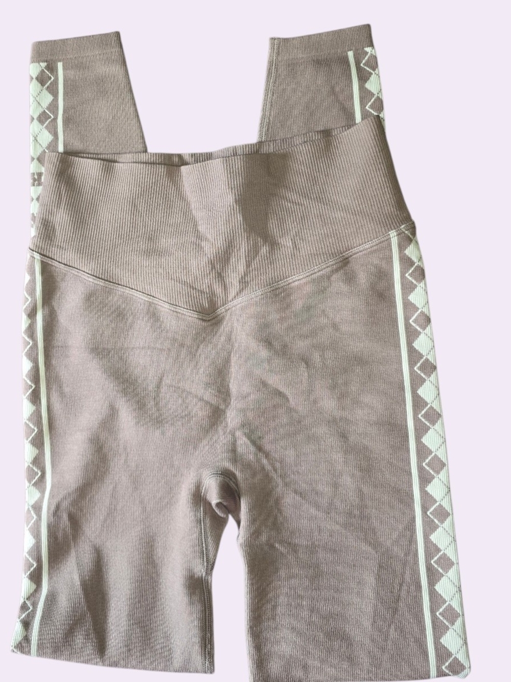 P I N K | Seamless | Leggings with Side Diamond Stripe - Taupe